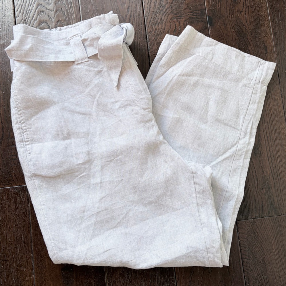NWT Chico’s Tie Waist Linen High Rise Pants